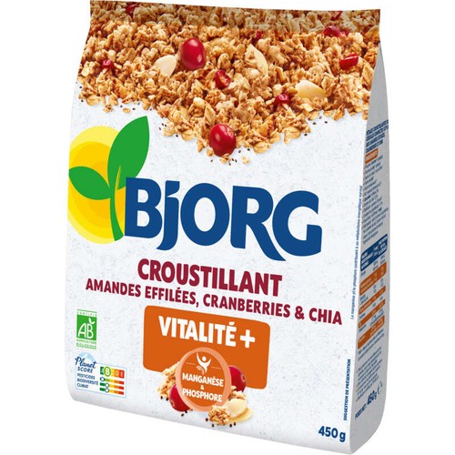Bjorg croustlant amandes effilées cranberries & chia 450g