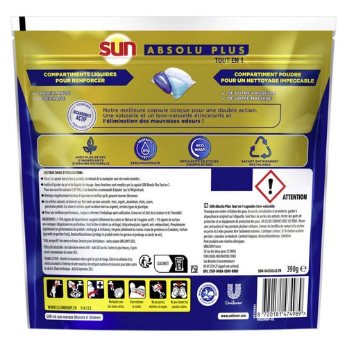 Sun Absolu Plus Capsules Lave-Vaisselle Tout en 1 x26