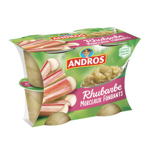 Andros Dessert à la Rhubarbe avec morceaux fondants 4x100g