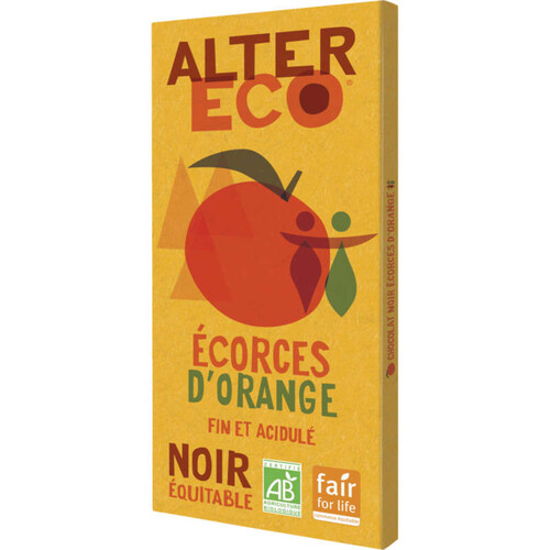 Alter Eco Chocolat Noir Du Pérou Aux Écorces D'Orange, Bio 100G