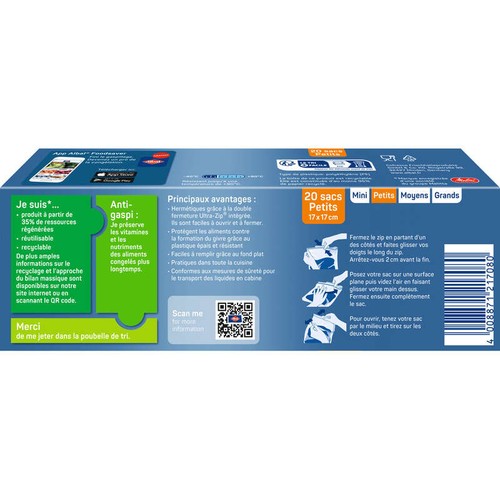 Albal Sacs Congélation Ultra Zip Fermeture Zip 20x1L