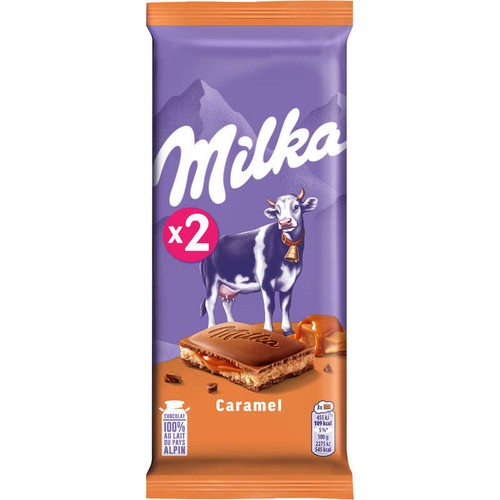 Milka Tablette Chocolat Lait Fourrée À La Crème Et Caramel Lot 2x100g