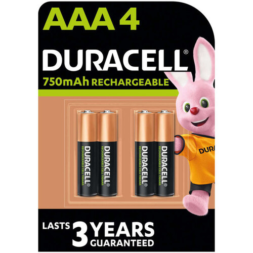 Duracell Piles Rechargeables AAA 750 Mah Lot de 4 piles