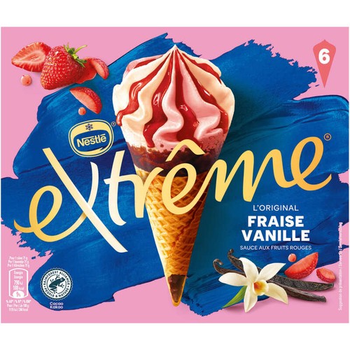 Nestlé Cônes glacés fraise et vanille x6 426g