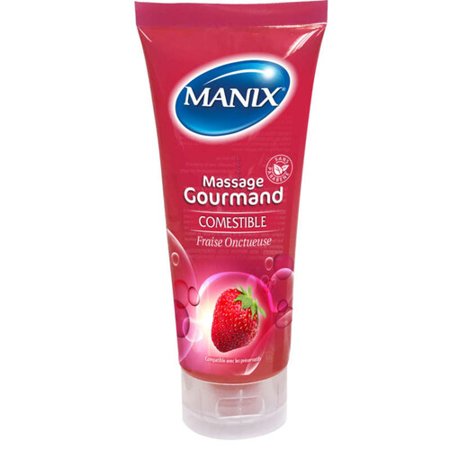 Manix Gel de Massage Gourmand Comestible Fraise Onctueuse 200ml