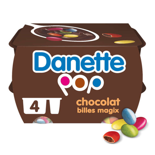 Danette Pop Crème dessert Chocolat Billes croustillantes Magix chocolat 4x120G