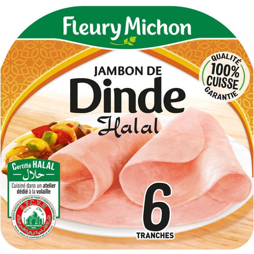 Fleury Michon Jambon De Dinde Halal Tranches Fines x6