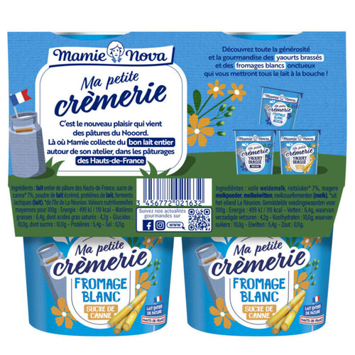 Mamie Nova Ma Petite Crèmerie Fromage Blanc Sucre de Canne 4*110g