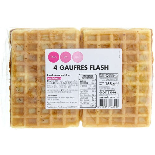 Tous les Jours Gaufres Flash x4 165g