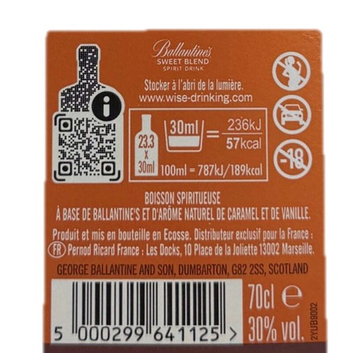 Ballantine's Sweet blend 30° Caramel vanille 70cl