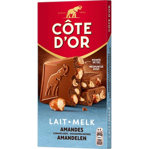 Côte D'Or Tablette Chocolat Lait Pointe De Sel Et Amandes 180g