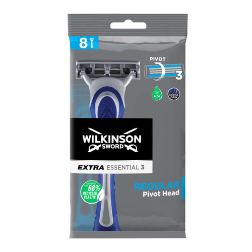 Wilkinson Extra 3 Essentials Plastique Recyclé X 8