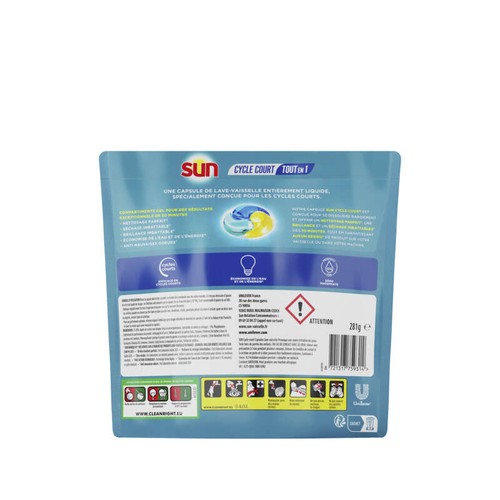 Sun Cycle Court Pastilles Lave-vaisselle Tout en 1 anti odeur 22 Lavages