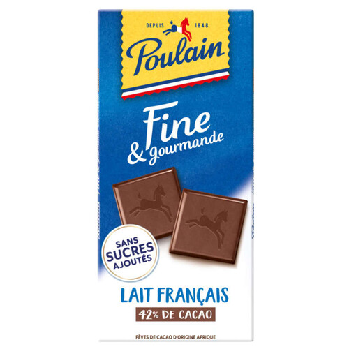 Poulain Tablette Chocolat Au Lait Fondant Sans Sucres Ajoutés 100G