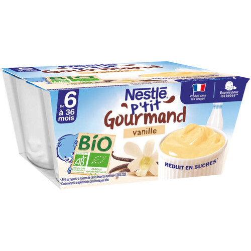 NESTLÉ P'tit GOURMAND BIO saveur Vanille 4x90g