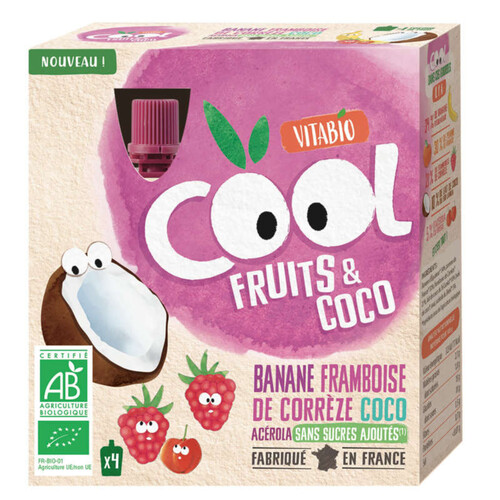 [Par Naturalia] Vitabio Cool Fruits & Coco Banane Framboise Coco Acérola 4x85g