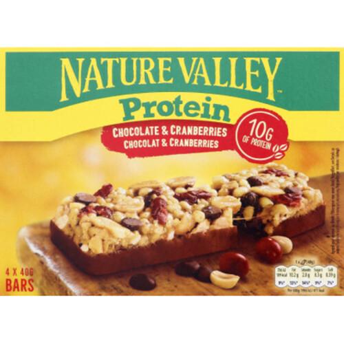 Nature Valley barre de céréales protein chocolat & cranberries 4x40g