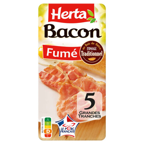 Herta bacon fumé grandes tranches 100g