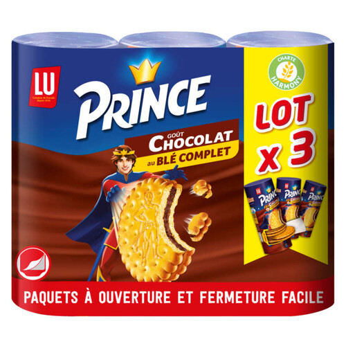 Lu Prince Biscuits fourrés au Chocolat Blé Complet 3x300g