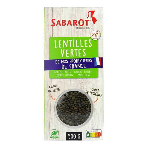 Sabarot Lentilles Vertes De France Veggie 500G