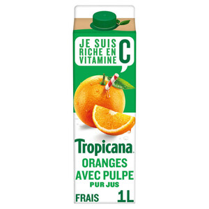 Tropicana Pur Jus Frais D'Orange Avec Pulpe La Brique De 1L