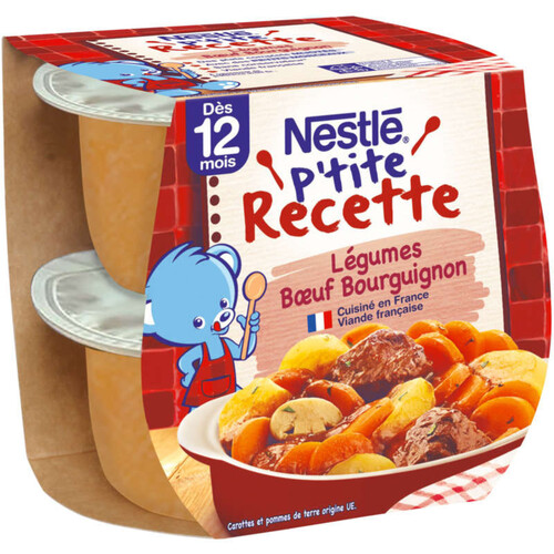 NESTLE P'TITE RECETTE Legumes Bœuf Bourguignon - 2 x 200g-Dès 12 mois