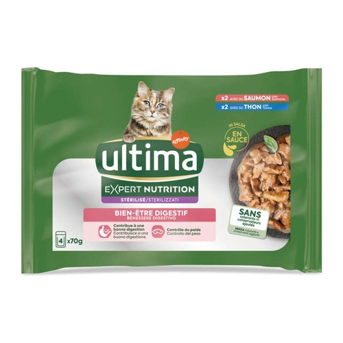Ultima Expert Nutrition Chat Stérilisé Bien-Être Digestif - 4x70g