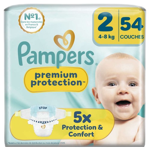 Pampers Premium Protection Taille 2 - 4kg-8kg – x54 Couches