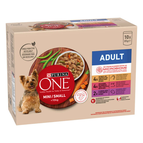 Purina One Aliment au Bœuf Poulet Agneaux Petit chien -10kg 10x85g