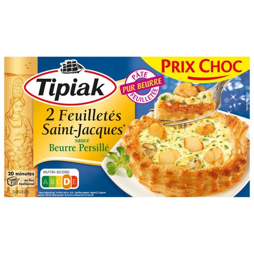Tipiak 2 Feuilletés Saint-Jacques Sauce Beurre Persillé 240G