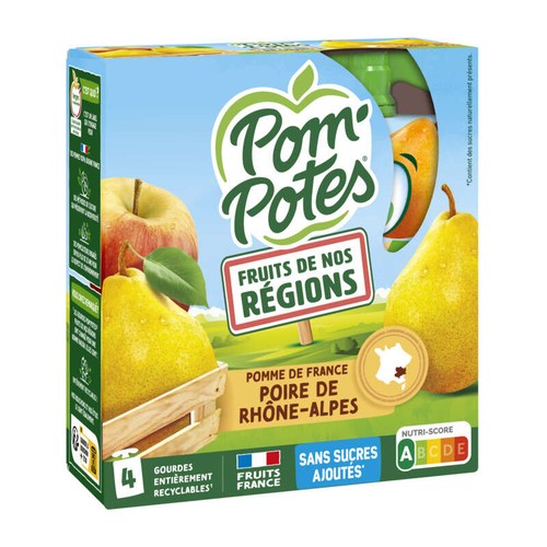 Pom'Potes Purée De Pommes Et Poires Le Pack De 4x90g