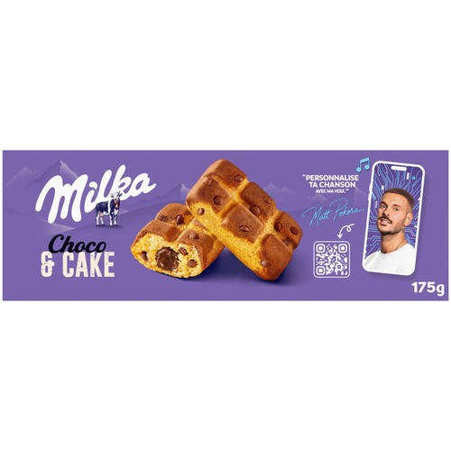 Milka Cake & Choc Gâteaux fourrés aux pépites de chocolat 175g