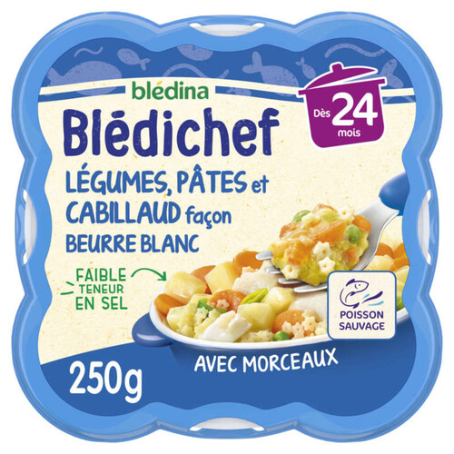 Bledina Bledichef 250G Légumes, Pâtes Et Cabillaud Façon Beurre Blanc Dès 24 Mois