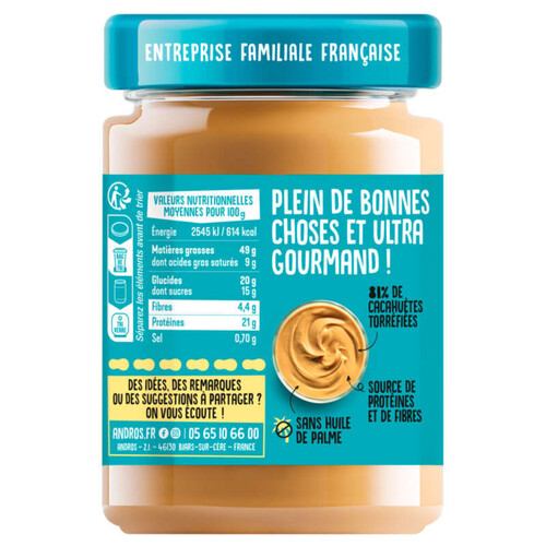 Andros Pâtes à Tartiner Cacahuètes Crémeuse 325g