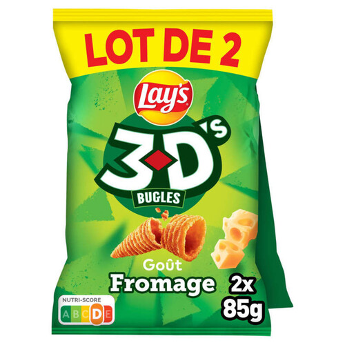 Lay's - 3D's - Biscuits apéritif saveur fromage - Le lot de 2x85g