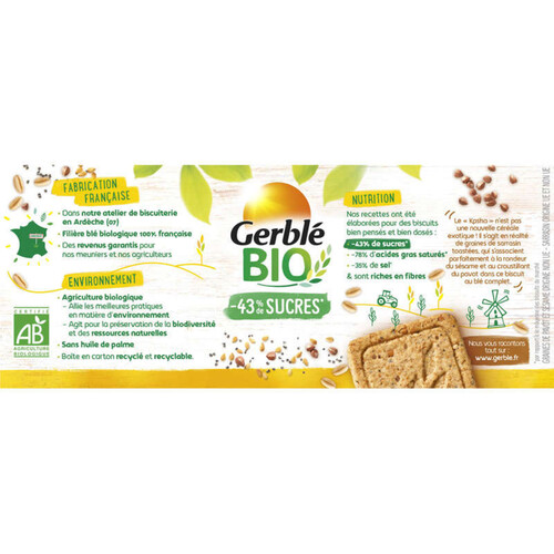 Gerblé Bio biscuit 3 graines kasha, pavot, sésame 132g