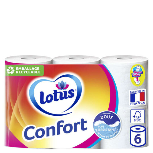 Lotus Papier Toilette Confort Blanc x6 rouleaux.
