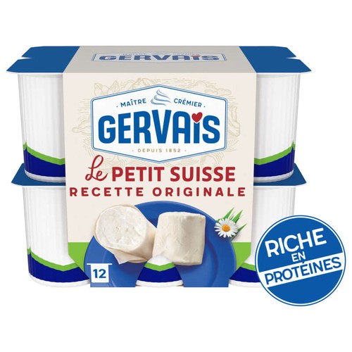 Gervais Petits Suisses Nature 9.5% de Mg 12x60g