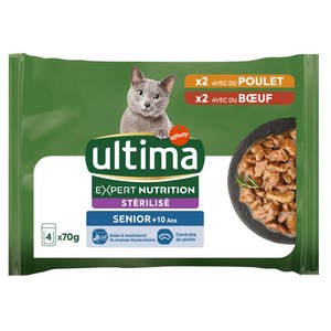 Ultima Expert Nutrition Chat stérilisé sénior 4x70g