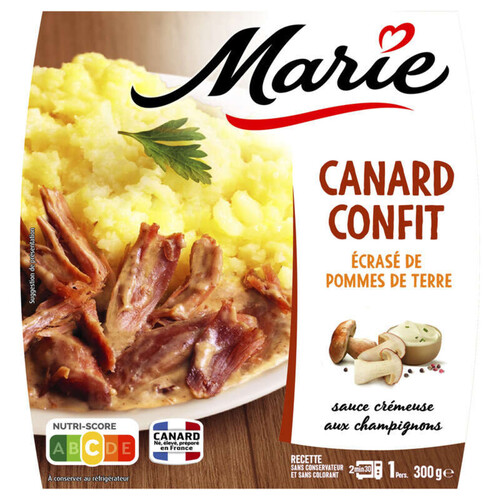 Marie Canard Confit Ecrase De Pommes De Terre Et Creme Aux Cepes 300g