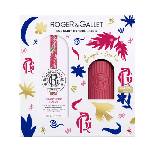 Roger & Gallet Coffret Eau Parfumée Bienfaisante Gingembre Rouge avec bougie parfumée