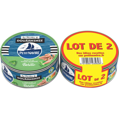 Petit Navire Thon mariné basilic 2x110g