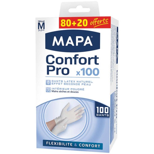 Mapa Gants latex naturel confort pro Taille M x100
