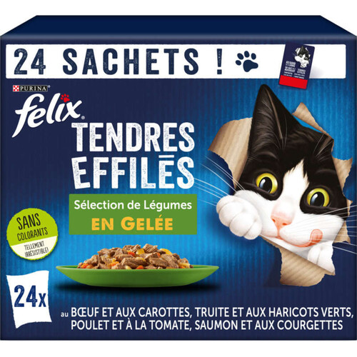 Purina Felix Tendres Effilés En Gelée Viandes, Poissons Et Légumes 24x85g