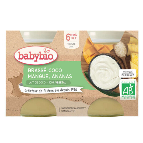 Babybio Brassé Coco Mangue Ananas Lait de Coco Dès 6M 2*130g