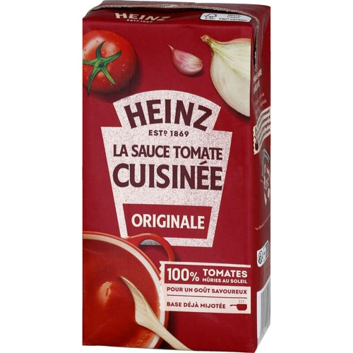 Heinz La Sauce Tomate Cuisinée Ail & Oignons Brique 520g