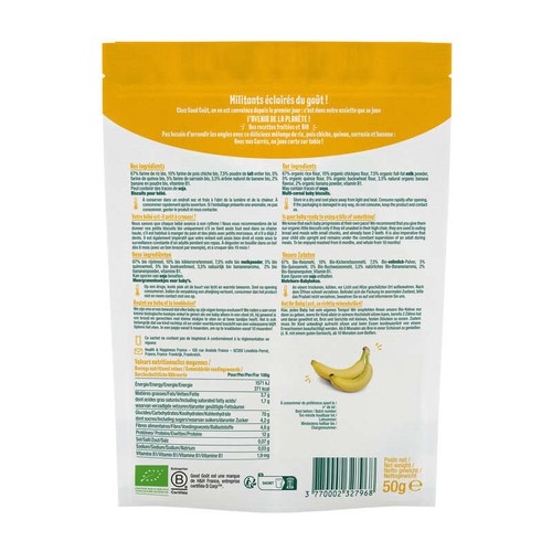 [Par Naturalia]  Good Goût Biscuits Carrés Banane Bio 8M 50g