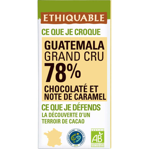 Ethiquable Chocolat noir 78% Bio 100g