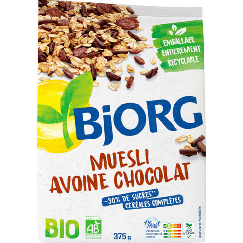 Bjorg Muesli Avoine Chocolat, Bio 375G