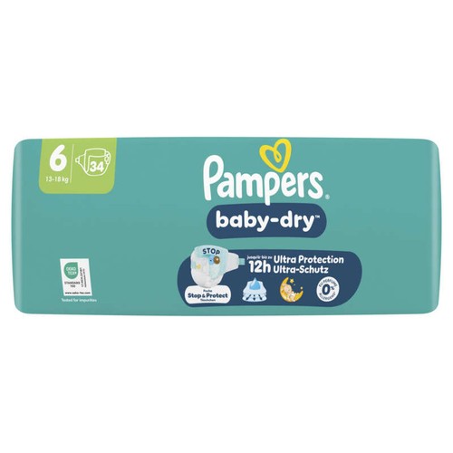 Pampers Baby-Dry Taille 6 - 13kg-18kg – x34 Couches